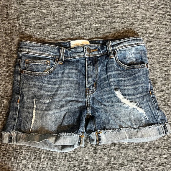 NECTAR CLOTHING blue denim distressed ripped shorts Size small EUC - Picture 4 of 4